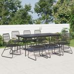 vidaXL 9-delige Tuinset PVC-rattan zwart, Tuin en Terras, Verzenden, Nieuw, Tuinset