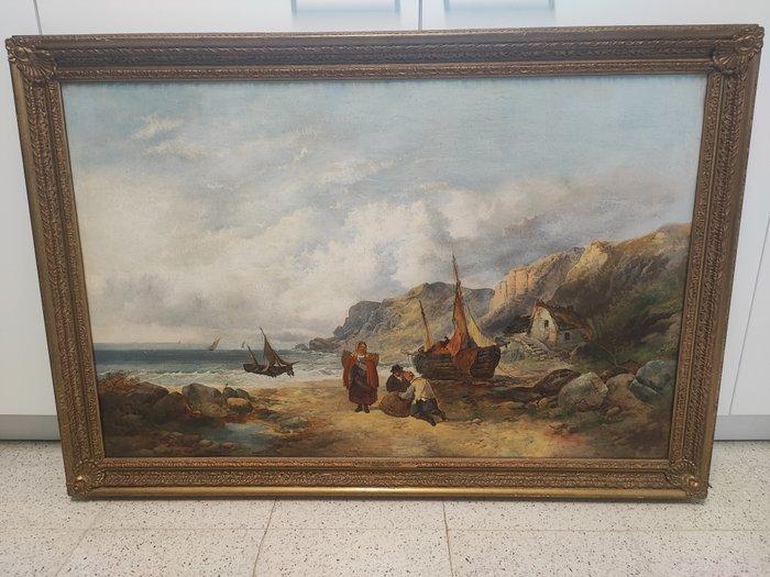 Joseph Horlor (1809-1887), Naar - On the beach Coombe Martin, Antiek en Kunst, Kunst | Schilderijen | Klassiek