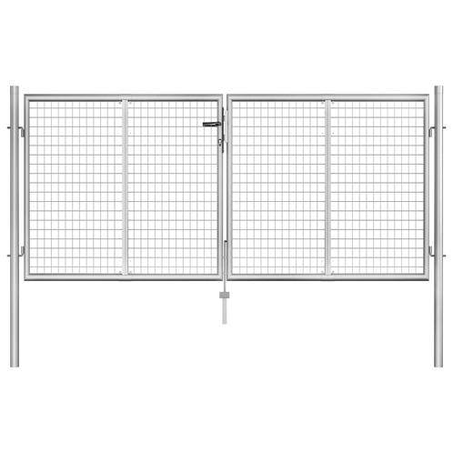 vidaXL Tuinpoort gegalvaniseerd staal 306x100 cm zilver, Tuin en Terras, Tuinpoorten, Nieuw, Verzenden
