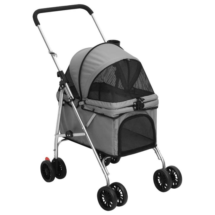 vidaXL Hondenwagen inklapbaar 76x50x100 cm oxford stof grijs, Dieren en Toebehoren, Overige Dieren-accessoires, Nieuw, Verzenden