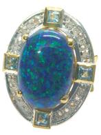 Zonder Minimumprijs - Ring - 9 kt. Geel goud, Zilver Opaal -, Handtassen en Accessoires, Ringen, Nieuw
