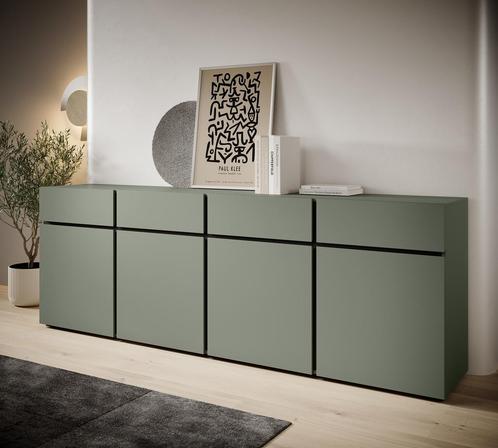 Meubella Dressoir Cainan groen zwart 225 cm, Maison & Meubles, Armoires | Dressoirs, Envoi
