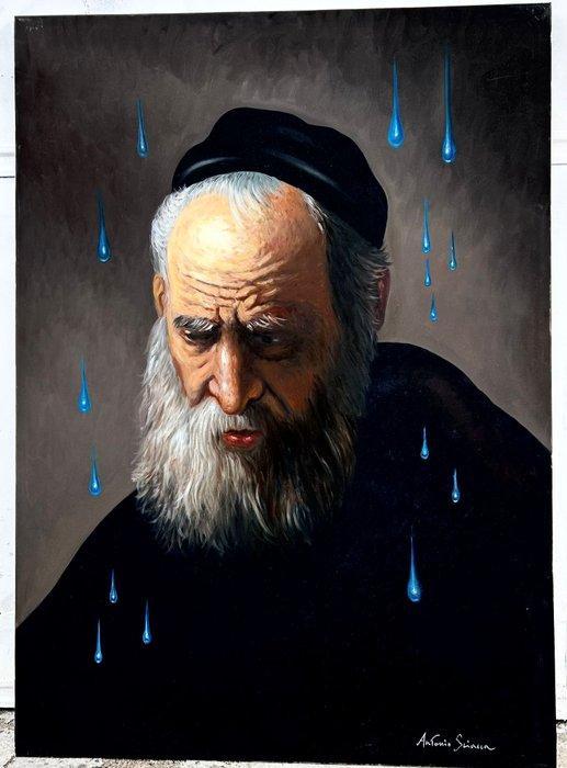 Antonio Sciacca (1957) - Rabbino Rembrandiano contaminato, Antiquités & Art, Art | Peinture | Classique