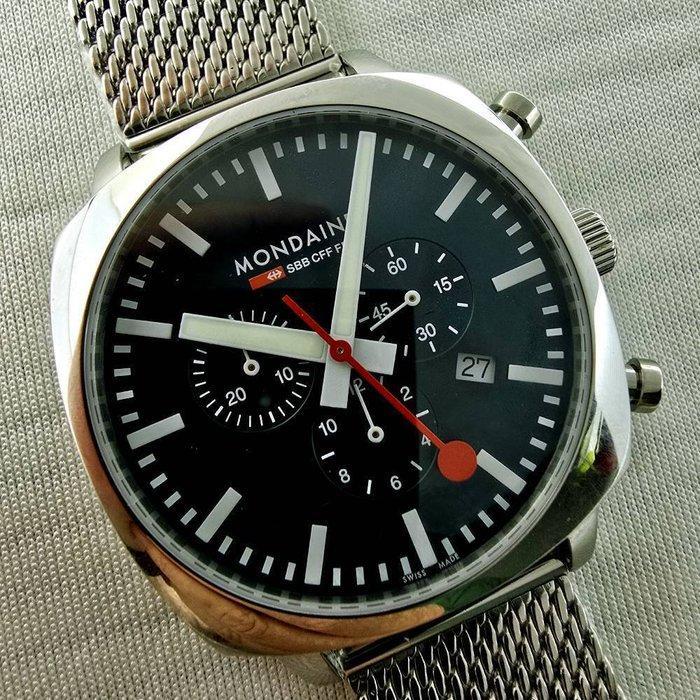 Mondaine - Grand Cushion Chronograph - MSL.41440.LD.SET -, Handtassen en Accessoires, Horloges | Heren