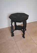 Bijzettafel - Hout zwart - Houtsnijwerk