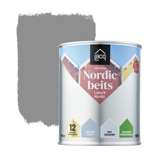 Lacq Produra Nordic Beits Zweeds Grijs 0.75L, Doe-het-zelf en Bouw, Verf, Beits en Lak, Nieuw, Verzenden
