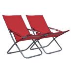 vidaXL Strandstoelen 2 st inklapbaar stof rood, Tuin en Terras, Tuinstoelen, Verzenden, Nieuw