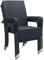 2dekans | Juskys Tuinstoelen Polyrotan - 4 Stuks - Max. 160, Tuin en Terras, Ophalen of Verzenden, Nieuw