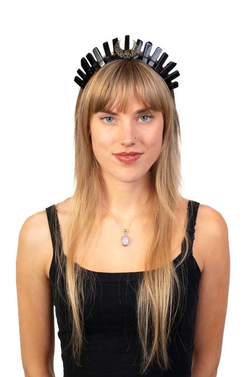 Kristal Haarband Zwart Edelstenen Diadeem Antraciet Gunmetal, Kleding | Dames, Carnavalskleding en Feestkleding, Nieuw, Ophalen of Verzenden