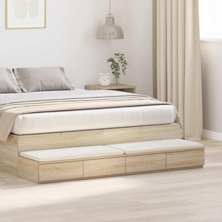 vidaXL Bedlades met lade Sonoma Eik 135 x 36,5 x 16,5 cm, Maison & Meubles, Chambre à coucher | Tables de chevet, Envoi