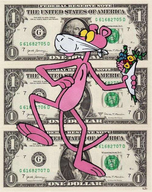 Kartoonsy by Kash Art by Kastellan (XX) - Pink Flower, Antiek en Kunst, Kunst | Schilderijen | Modern