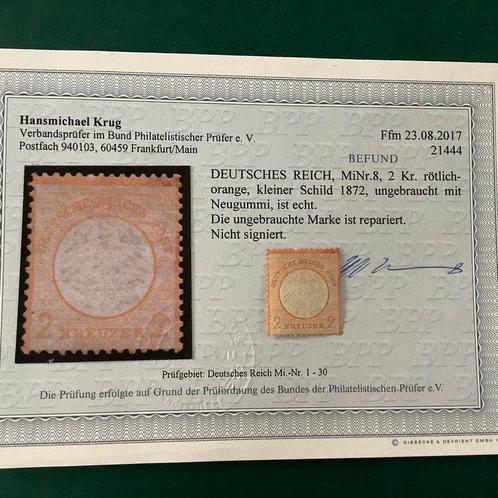 Duitse Rijk 1872 - 2 Kreuzer Kleine Brutschield met, Postzegels en Munten, Postzegels | Europa | Duitsland
