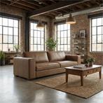 Leren bank Fine - 3 zits - Vintage Taupe (taupe/bruin) -, Antiek en Kunst, Ophalen of Verzenden