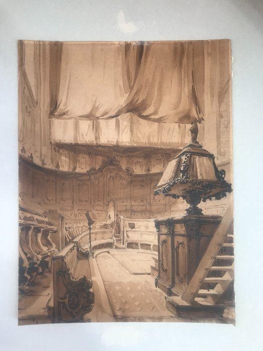 Giacinto Gigante (1806-1876), attr. a - Interno di chiesa, Antiquités & Art, Art | Peinture | Classique