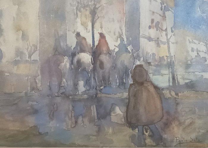 Paolo Sala (1859 - 1924) - Figure e cavalli, Antiek en Kunst, Kunst | Schilderijen | Klassiek