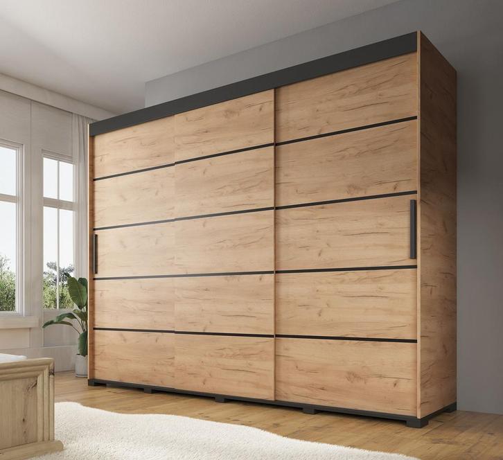 Kledingkast Crown - Eiken - 250 cm - Garderobekast, Huis en Inrichting, Kasten | Overige, Nieuw, Verzenden