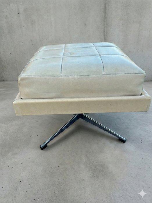 Poef - Leder, Staal - poef ottomaan, Antiek en Kunst, Kunst | Designobjecten
