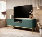 Meubella tv-meubel Navil groen goud 150 cm, Huis en Inrichting, Kasten |Televisiemeubels, Nieuw, 150 tot 200 cm, Overige materialen