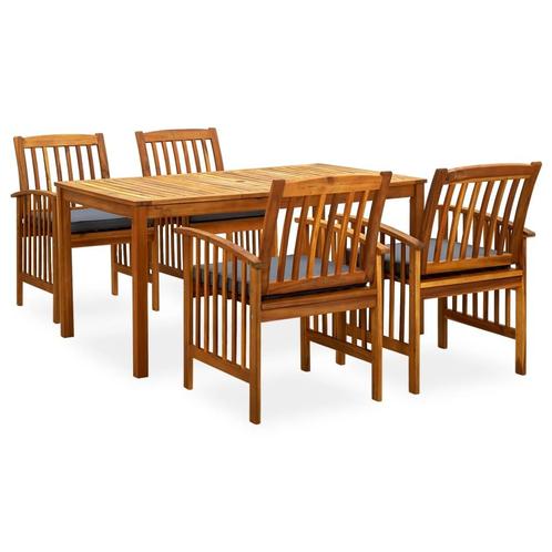 vidaXL 5-delige Tuinset met kussens massief acaciahout, Tuin en Terras, Tuinsets en Loungesets, Tuinset, Nieuw, Verzenden