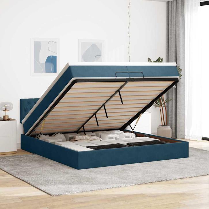 vidaXL Bed poef met matrassen en leds 200x200 cm fluweel, Maison & Meubles, Chambre à coucher | Lits, Envoi