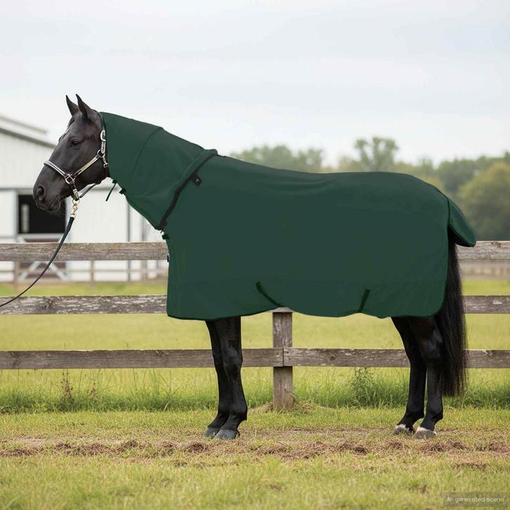 vidaXL Paardendeken Volledig Donkergroen Polyester, Dieren en Toebehoren, Paarden en Pony's | Overige Paardenspullen, Nieuw, Verzenden