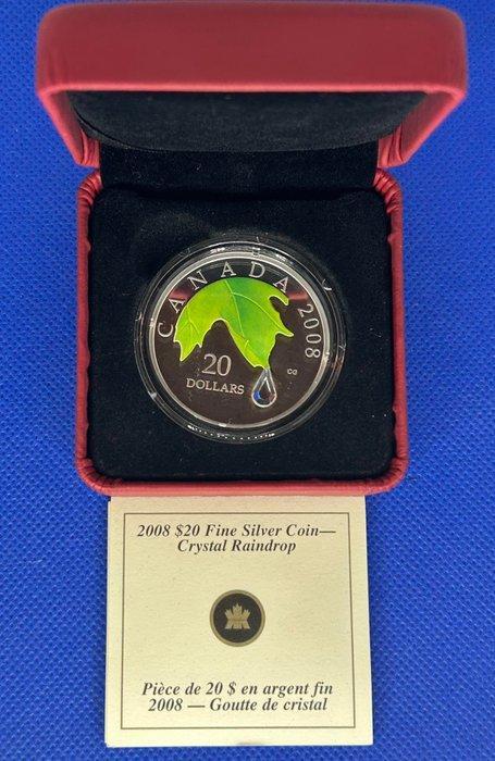 Canada. 20 Dollars 2008 Crystal Raindrop with Swarovski - 1, Postzegels en Munten, Munten | Europa | Niet-Euromunten