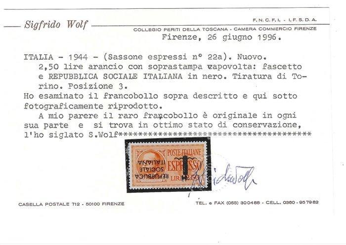 Koninkrijk Italië 1944 - R.S.I. espresso overv. RSI en, Timbres & Monnaies, Timbres | Europe | Italie