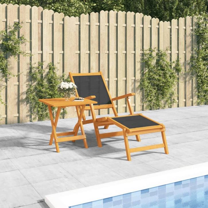 vidaXL Terrasstoel met tafel massief acaciahout en textileen, Jardin & Terrasse, Chaises longues, Envoi