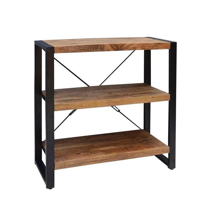Boekenkast Mangohout Donovan Laag 90 cm, Huis en Inrichting, Kasten | Boekenkasten, Nieuw, Verzenden