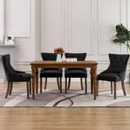 vidaXL Eetkamerstoelen 4 st stof zwart, Huis en Inrichting, Verzenden, Nieuw