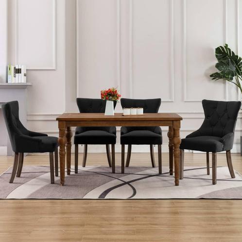 vidaXL Eetkamerstoelen 4 st stof zwart, Huis en Inrichting, Stoelen, Nieuw, Verzenden