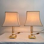 Lampe de table (2) - Laiton, Verre - Pied en verre lait