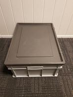 80x60x34cm kunststof bak met deksel grijs PP gesloten, Zakelijke goederen, Ophalen of Verzenden