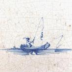 Tegel - Visser / Hengelaar in een roeiboot - 1650-1700 -