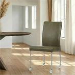 Leren eetkamerstoel Comfort met wieltjes - Granada Moss, Huis en Inrichting, Stoelen, Ophalen of Verzenden, Nieuw, Leer, Modern