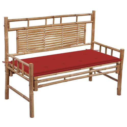 vidaXL Tuinbank met kussen 120 cm bamboe, Tuin en Terras, Tuinsets en Loungesets, Nieuw, Verzenden