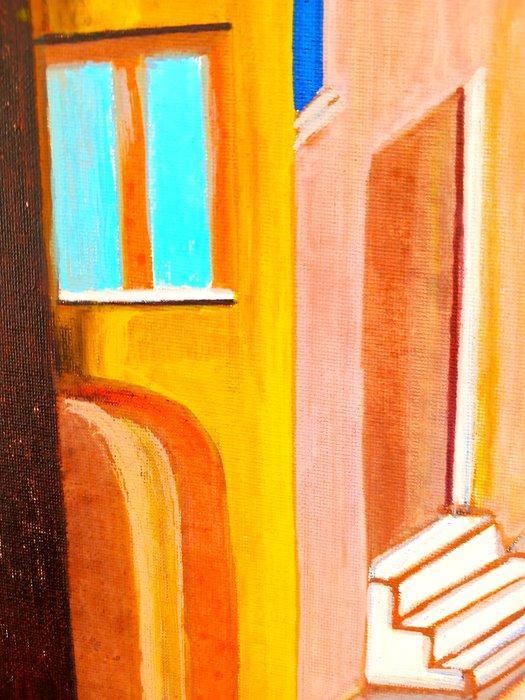 Romano Mosconi - La strada, Antiek en Kunst, Kunst | Schilderijen | Modern
