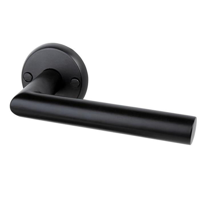 Deurklink Esferia met mat zwarte poedercoating en ronde r..., Doe-het-zelf en Bouw, Hang- en Sluitwerk, Klink of Kruk, Nieuw, Koper of Messing