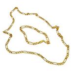 9ct yellow gold figaro curb chain bracelet and necklace set