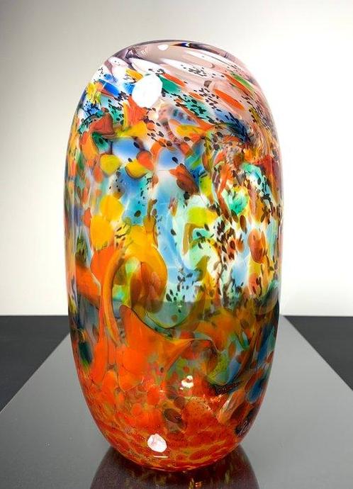 Maxence Parot - Vaas -  Unieke kleuren en goud vaas van 26, Antiek en Kunst, Antiek | Glaswerk en Kristal