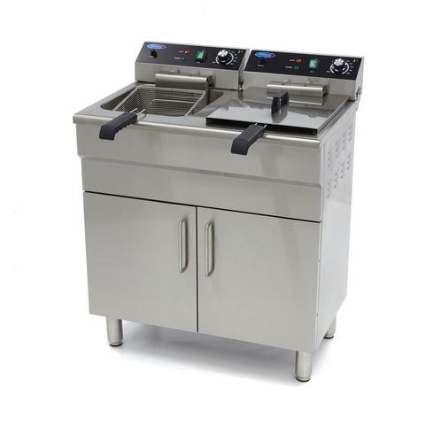 Frituurpan - 2x 16 L - 2 Manden - met Tapkraan en, Elektronische apparatuur, Frituurpannen, Nieuw, Duo-friteuse, 4 liter of meer