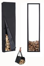 Lendo Online Range-bûches avec Housse 50x25x196 cm Noir, Jardin & Terrasse