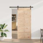 vidaXL Schuifdeur Bruin 80 x 208 cm Massief grenenhout, Doe-het-zelf en Bouw, Deuren en Vliegenramen, Verzenden, Nieuw