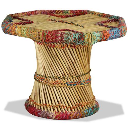 vidaXL Salontafel achthoekig met chindi details bamboe, Maison & Meubles, Tables | Tables de salon, Envoi