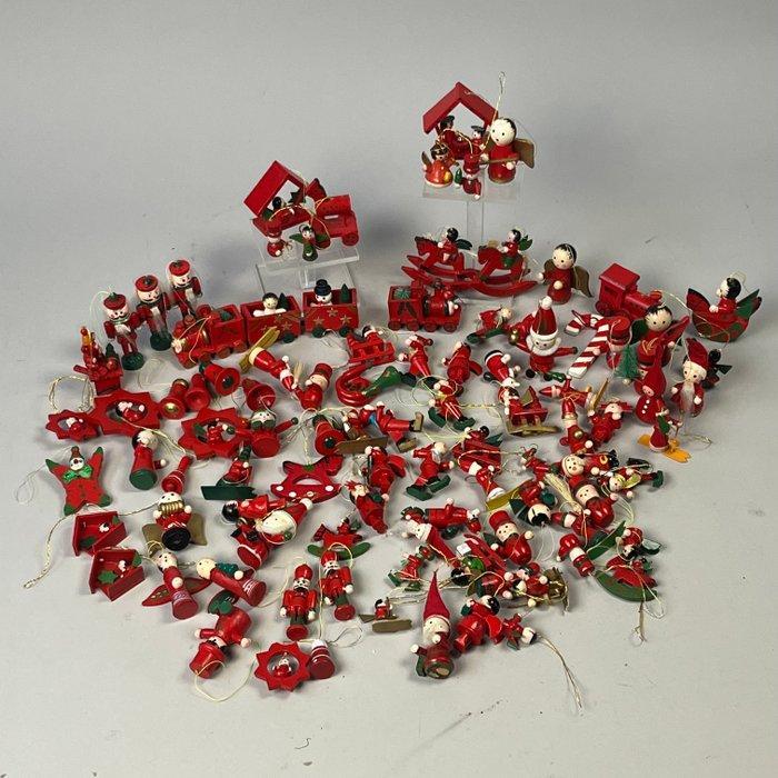 Decoratief ornament (100) - 100 stuks - Vintage Houten, Diversen, Kerst