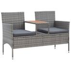vidaXL Tuinbank 2-zits met tafeltje 143 cm poly rattan grijs, Tuin en Terras, Verzenden, Nieuw