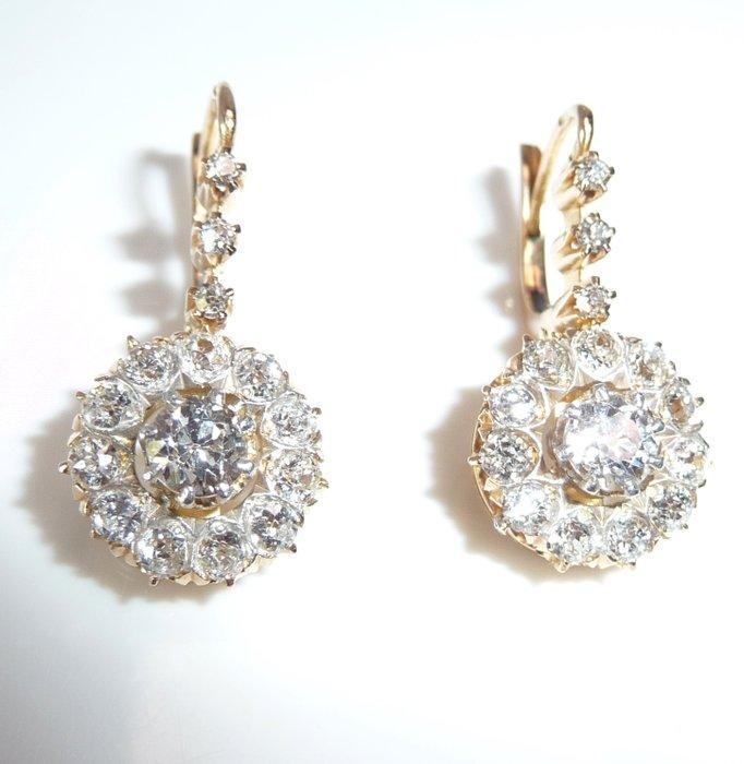 Oorbellen - 19.2 kt. Geel goud - 1.88ct. tw. Diamant, Handtassen en Accessoires, Oorbellen