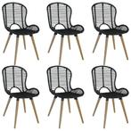 vidaXL Chaises à manger lot de 6 noir rotin naturel, Verzenden, Neuf