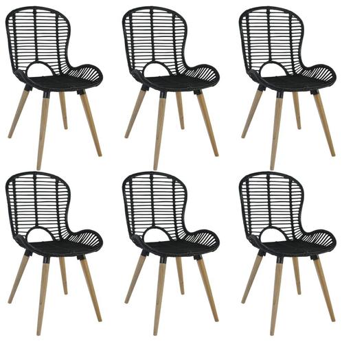 vidaXL Chaises à manger lot de 6 noir rotin naturel, Maison & Meubles, Chaises, Neuf, Envoi