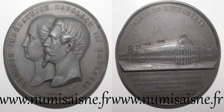 France Medaille Napoleon Iii en Eugenia Branchenpalast 1855, Timbres & Monnaies, Pièces & Médailles, Envoi